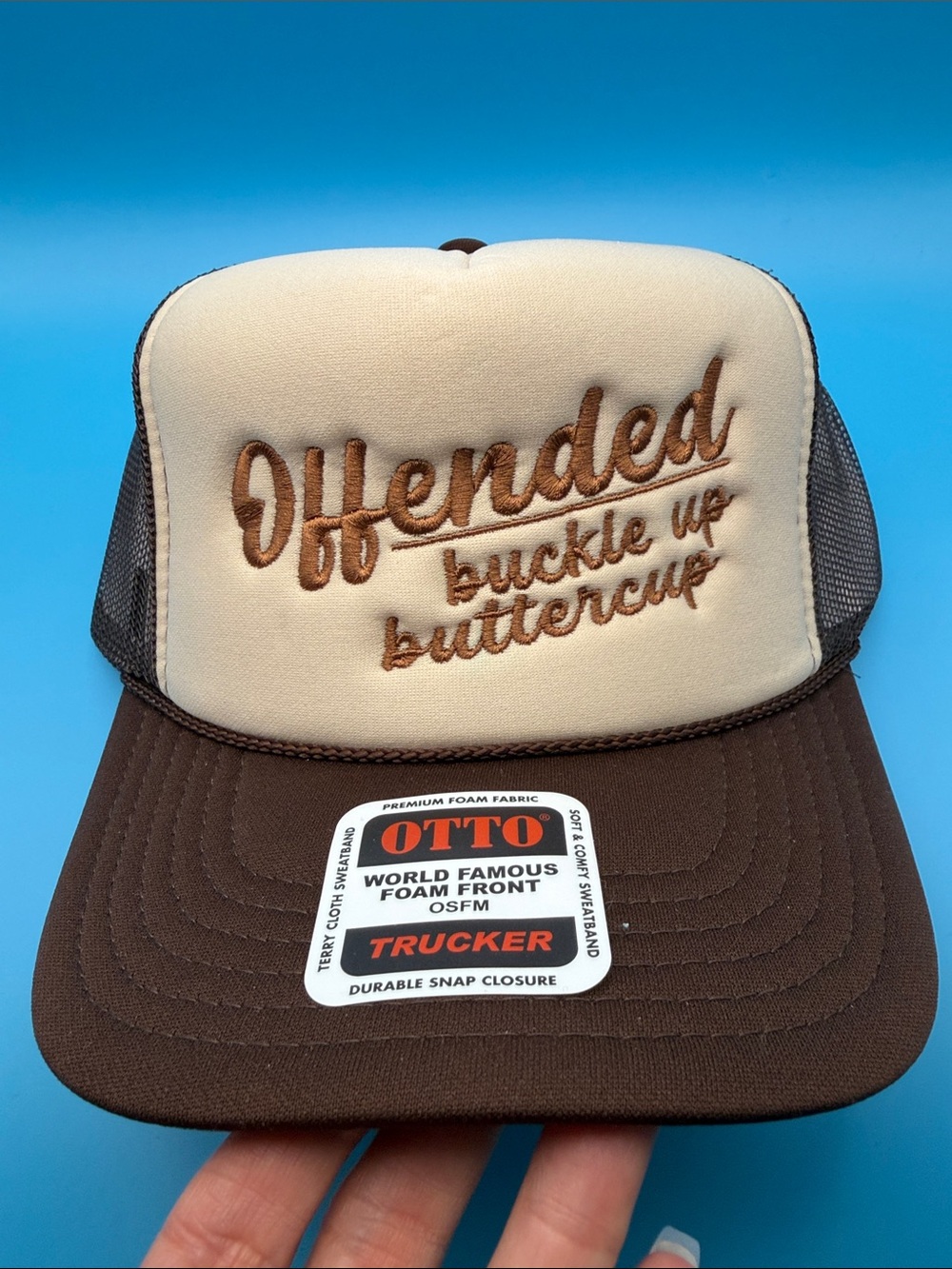 Offended Buckle Up Buttercup Trucker Hat Otto Funny Sarcastic Cap Vacation Beach